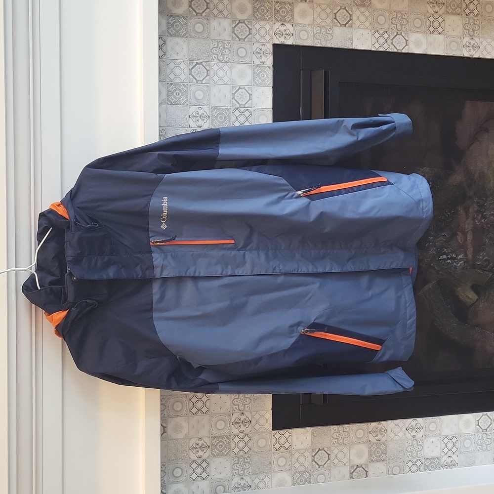 Mens Columbia small navy/blue/orange jacket with hood